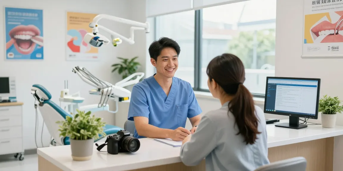 Welcoming dental clinic inviting patients to discover more here about their services in a bright environment.